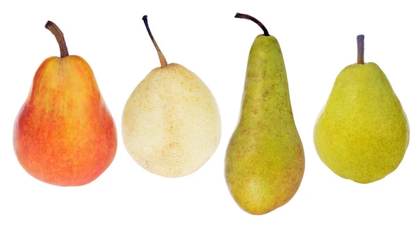 在白色背景上隔绝的四颗梨 — 图库照片