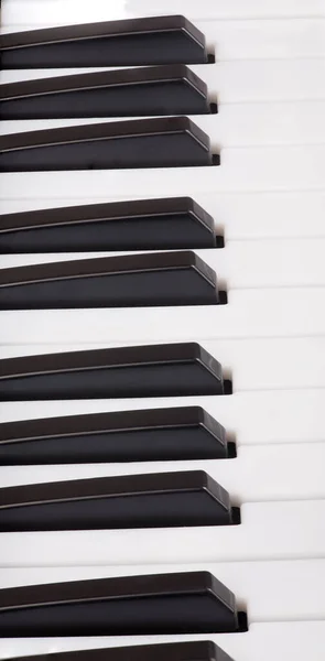Teclas Piano Blanco Negro Primer Plano — Foto de Stock