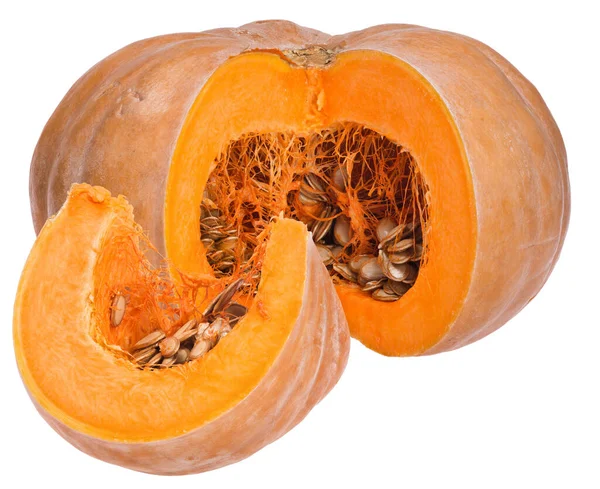 Calabaza Naranja Dividida Aislada Sobre Fondo Blanco —  Fotos de Stock