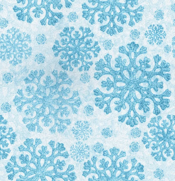 蓝色雪花状装饰无缝背景 — 图库照片
