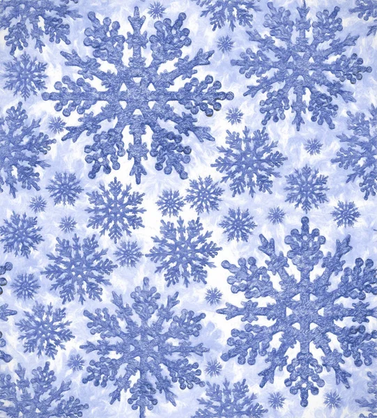 Fondo Decoraciones Forma Copo Nieve Azul — Foto de Stock