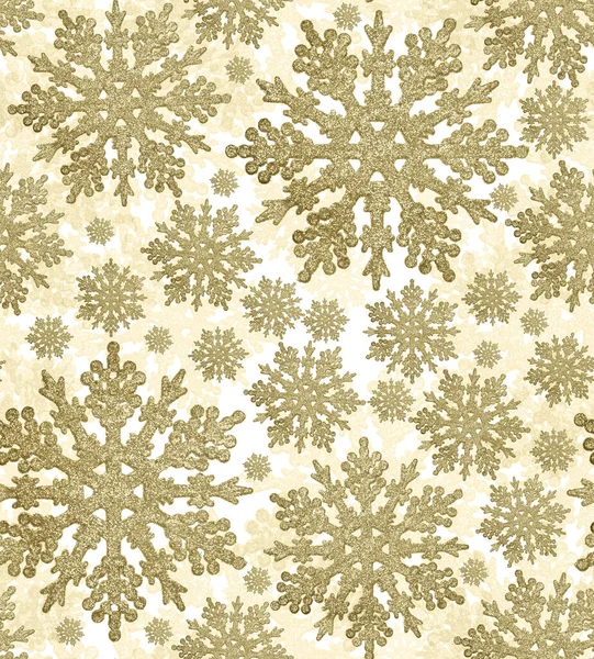Seamless Background Gold Snowflake Shape Decorations — Stock Photo, Image