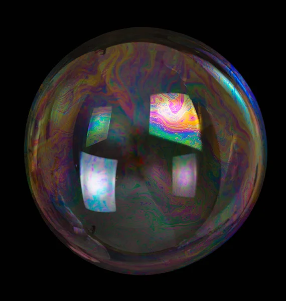 Мыльный Пузырь Изолирован Черном Фоне — стоковое фото