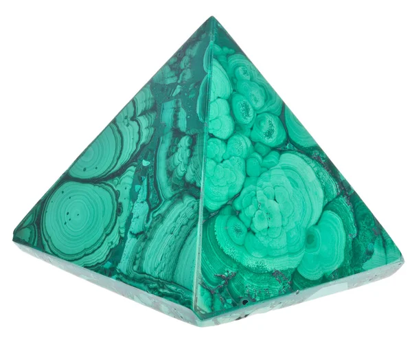 Piramide Malachite Verde Isolata Sfondo Bianco — Foto Stock