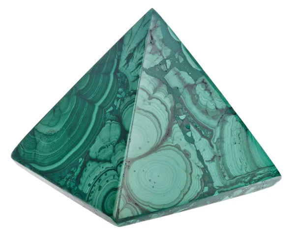 Pirámide Malaquita Verde Aislada Sobre Fondo Blanco — Foto de Stock