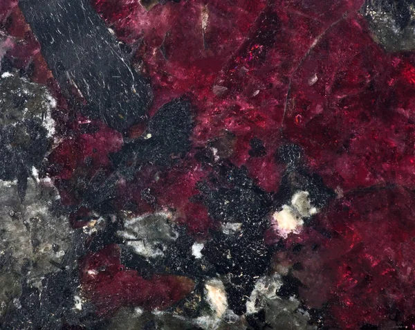 Vermelho Preto Eudialyte Textura Mineral Macro — Fotografia de Stock