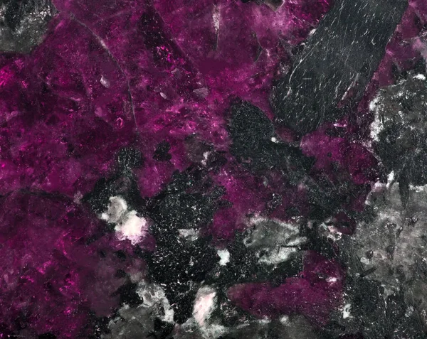 Textura Mineral Eudialita Lila Negra Macro —  Fotos de Stock