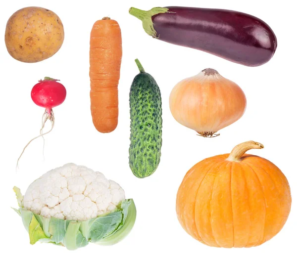 Ensemble Légumes Isolés Sur Fond Blanc — Photo