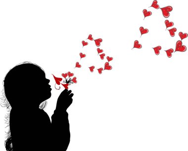 Beyaz arka planda izole edilmiş karahindiba üfleyen kızların resimleri