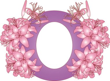 Pembe zambak çiçek kompozisyonu ile illüstrasyon