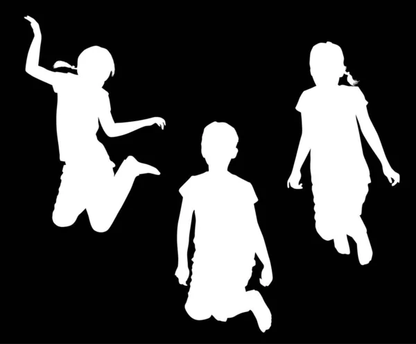 Illustration Avec Silhouettes Enfant Collection Isolée Sur Fond Noir — Image vectorielle