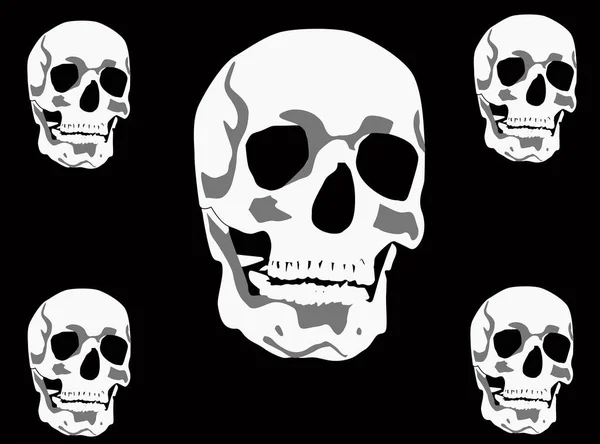 Illustration Skulls Isolated Black Background — Stock Vector