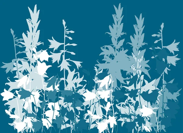 Illustration Med Klockblommor Isolerad Cyan Bakgrund — Stock vektor