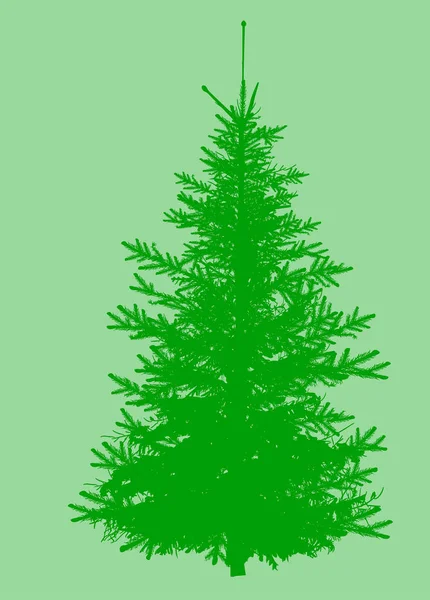 Illustration Med Gran Träd Isolerad Grön Bakgrund — Stock vektor