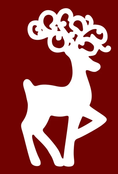 赤い背景に鹿のおもちゃのシルエットが描かれたイラスト — ストックベクタ