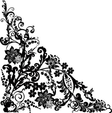 Beyaz arkaplanda siyah süslemeli illüstrasyon