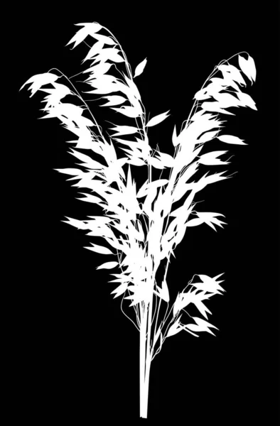 Illustration Avec Silhouette Avoine Isolée Sur Fond Noir — Image vectorielle