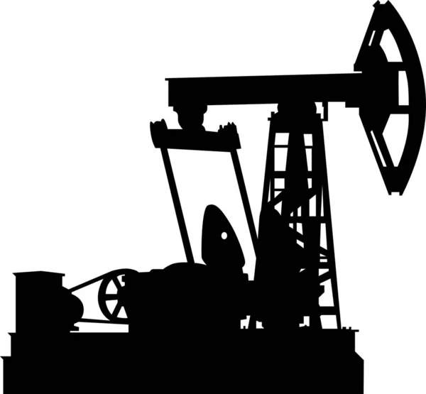 Απεικόνιση Πετρέλαιο Derrick Σιλουέτα Απομονώνονται Λευκό Φόντο — Διανυσματικό Αρχείο