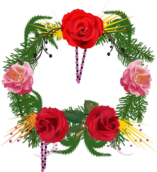 Illust Con Decoración Del Círculo Las Flores Rosa Las Pranchas — Archivo Imágenes Vectoriales