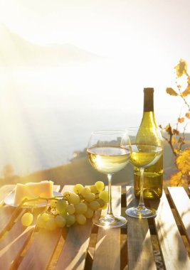 Şarap ve üzüm karşı Geneva Gölü, İsviçre