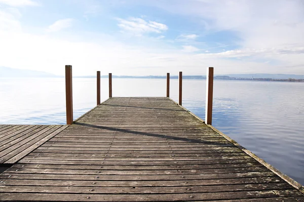 Träbrygga Zug Town Schweiz — Stockfoto