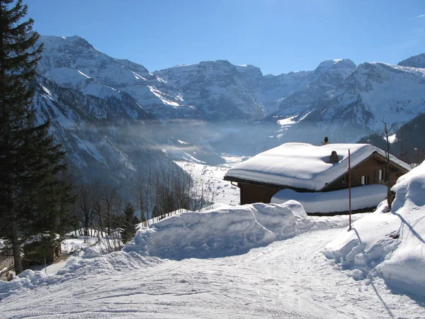 Braunwald Skiing Resort Switzerland Winter — Stock Photo, Image