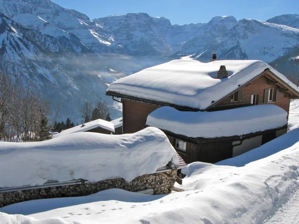 Braunwald Lyžařské Středisko Švýcarsku Zimě — Stock fotografie