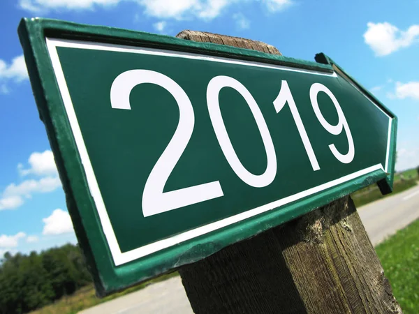 2019 Road Sign Close View — Stock Photo, Image