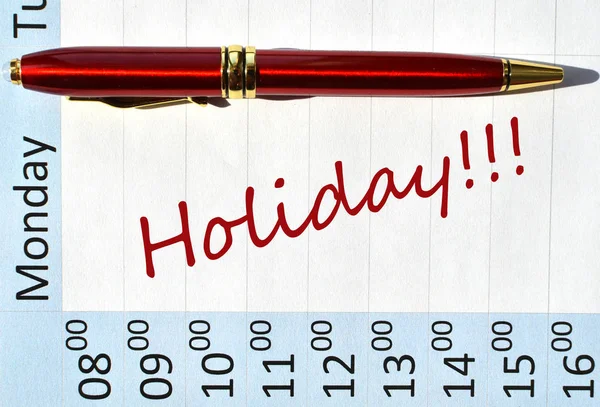 Holiday in the agenda — Stock Photo, Image