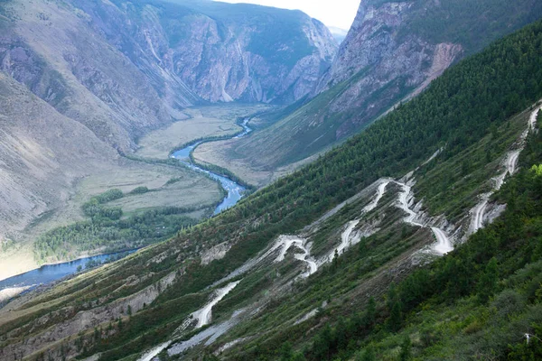 Malerische Schlucht Den Bergen Des Altai Feldweg Zum Katu Yaryk — Stockfoto