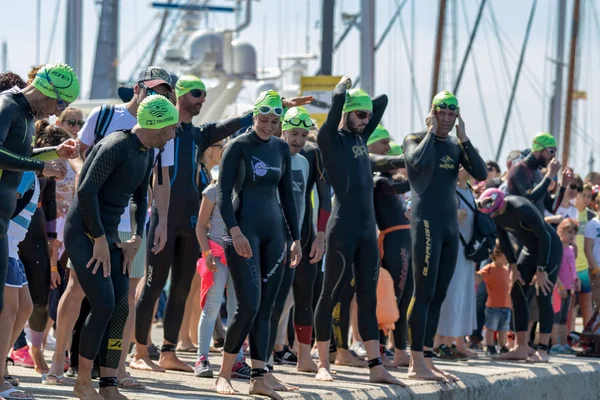 Derde Populaire Crossing Kampioenschappen Zwemmen Een Klein Stadje Palamos Van — Stockfoto