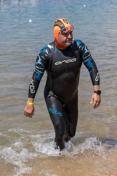 第三个普遍的横渡游泳冠军在一个小镇帕拉莫斯西班牙 2018西班牙 — 图库照片