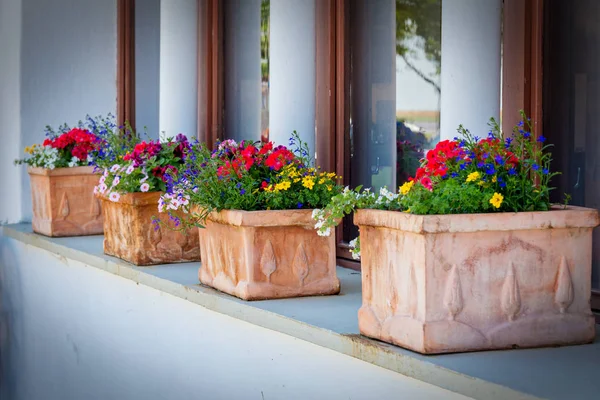 Beautiful Flowers Windows Ina Austrian Village Rust — Stock Photo, Image