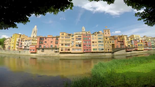 Lindo Punto Referencia Una Ciudad Española Girona — Vídeos de Stock