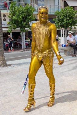 Lezbiyen, Eşcinsel, biseksüel ve transseksüel insanların sokaklarda Sitges, İspanya'nın 17 gururu. Haziran, 2018