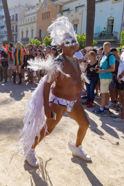Lezbiyen, Eşcinsel, biseksüel ve transseksüel insanların sokaklarda Sitges, İspanya'nın 17 gururu. Haziran, 2018