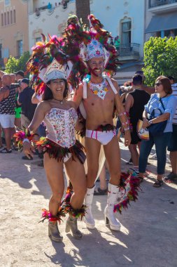 Lezbiyen, Eşcinsel, biseksüel ve transseksüel insanların sokaklarda Sitges, İspanya'nın 17 gururu. Haziran, 2018
