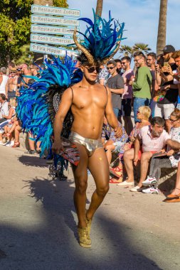 Pride of the lesbian, gay, bisexual and transgender People in the streets of Sitges, Spain on 17. Juny, 2018 clipart