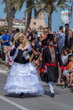 Lezbiyen, Eşcinsel, biseksüel ve transseksüel insanların sokaklarda Sitges, İspanya'nın 17 gururu. Haziran, 2018