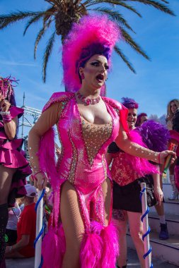 Lezbiyen, Eşcinsel, biseksüel ve transseksüel insanların sokaklarda Sitges, İspanya'nın 17 gururu. Haziran, 2018