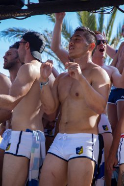 Lezbiyen, Eşcinsel, biseksüel ve transseksüel insanların sokaklarda Sitges, İspanya'nın 17 gururu. Haziran, 2018