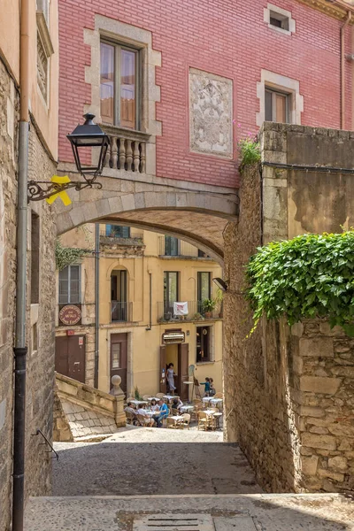 Bel Dettaglio Strada Antica Una Città Spagnola Gerona 2018 Spagna — Foto Stock