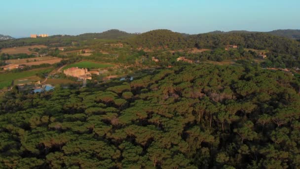 Beau Paysage Espagnol Faire Avec Drone Près Ville Palams — Video