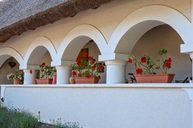 Tipik eski Macar mimarisi tarzında küçük bir köy Szigliget