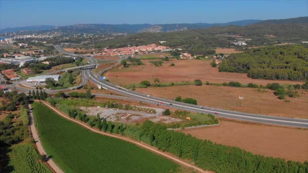 Paesaggio Spagnolo Fare Con Drone Vicino Alla Città Palamos — Video Stock