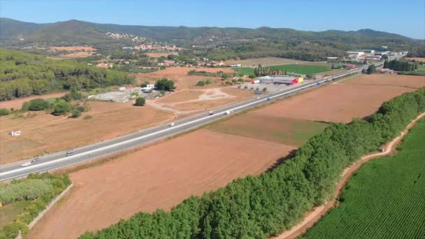 Spanische Landschaft Mit Drohne Der Nähe Der Stadt Palamos — Stockvideo