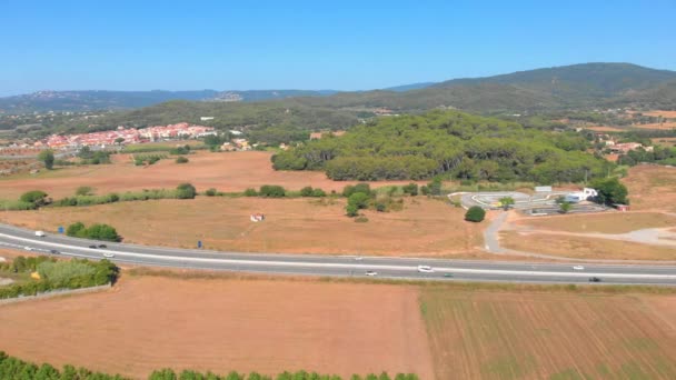 Spaans Landschap Maken Met Drone Buurt Van Stad Palamos — Stockvideo
