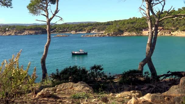 Mooie Baai Aan Spaanse Kust Costa Brava — Stockvideo