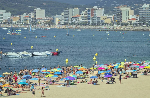 Pláž Městečku Palamos Costa Brava Španělsku Slunečný Letní Den Time — Stock fotografie