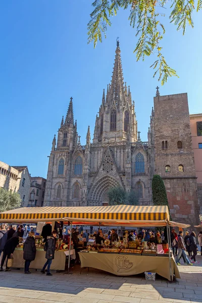 Célèbre Cathédrale Barcelone Espagne Ans 2018 Espagne — Photo